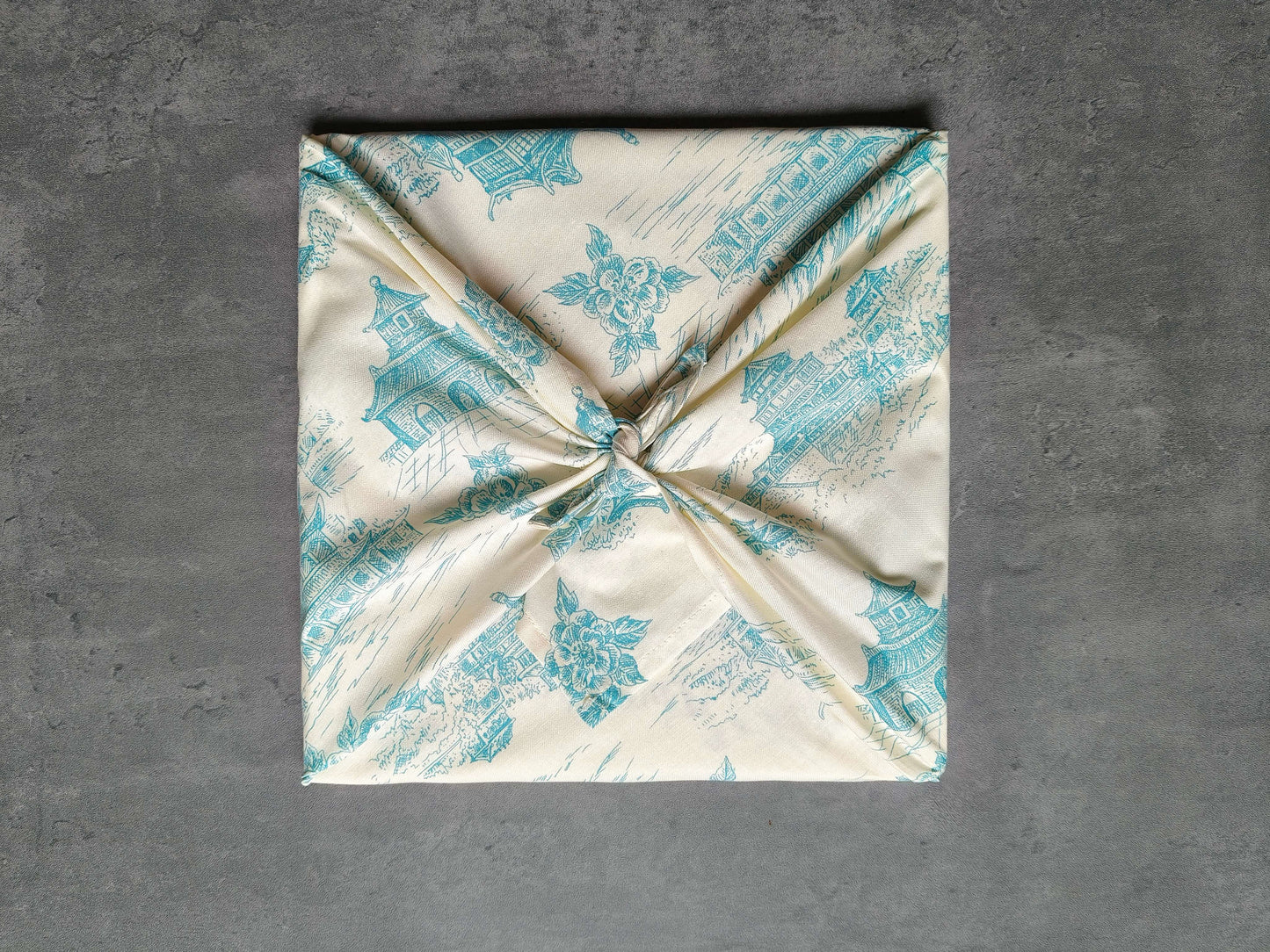 Furoshiki napkin with Asian architectural motifs