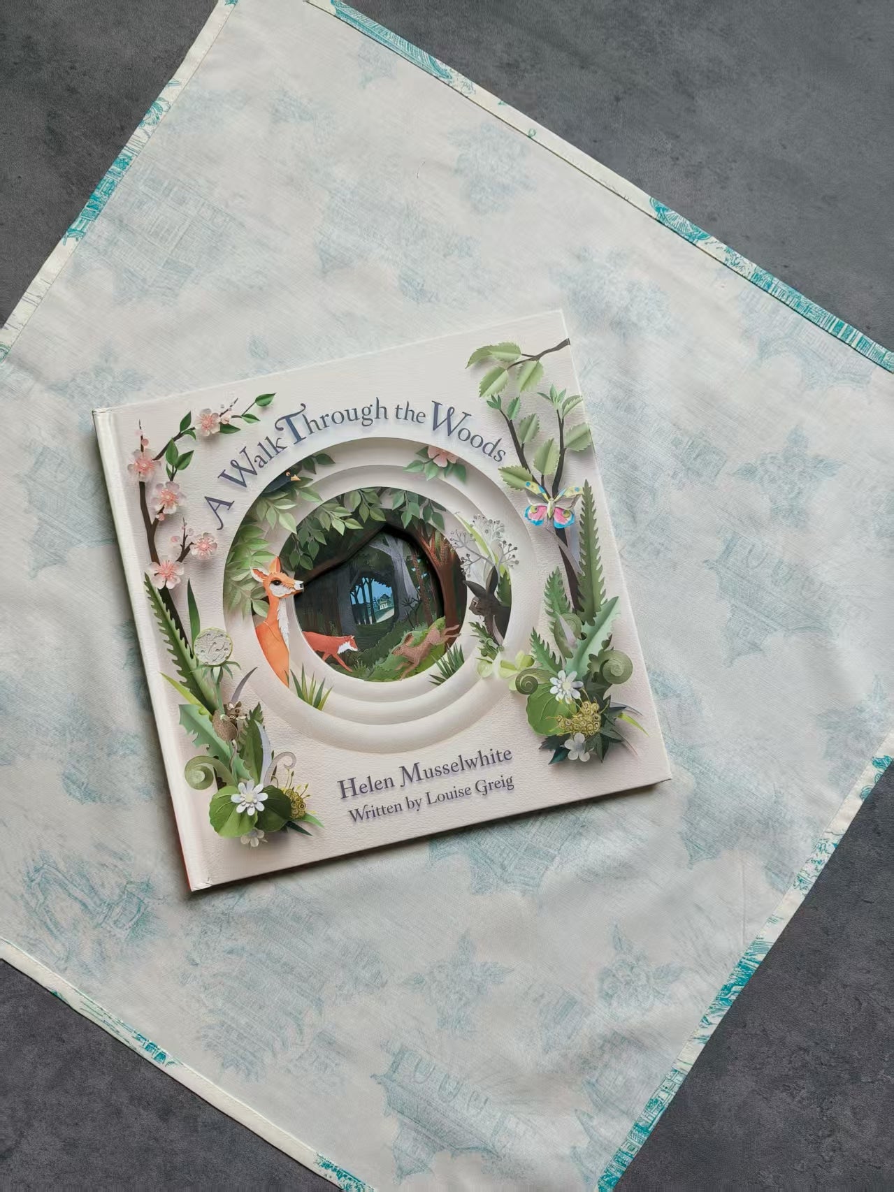Furoshiki napkin with Asian architectural motifs