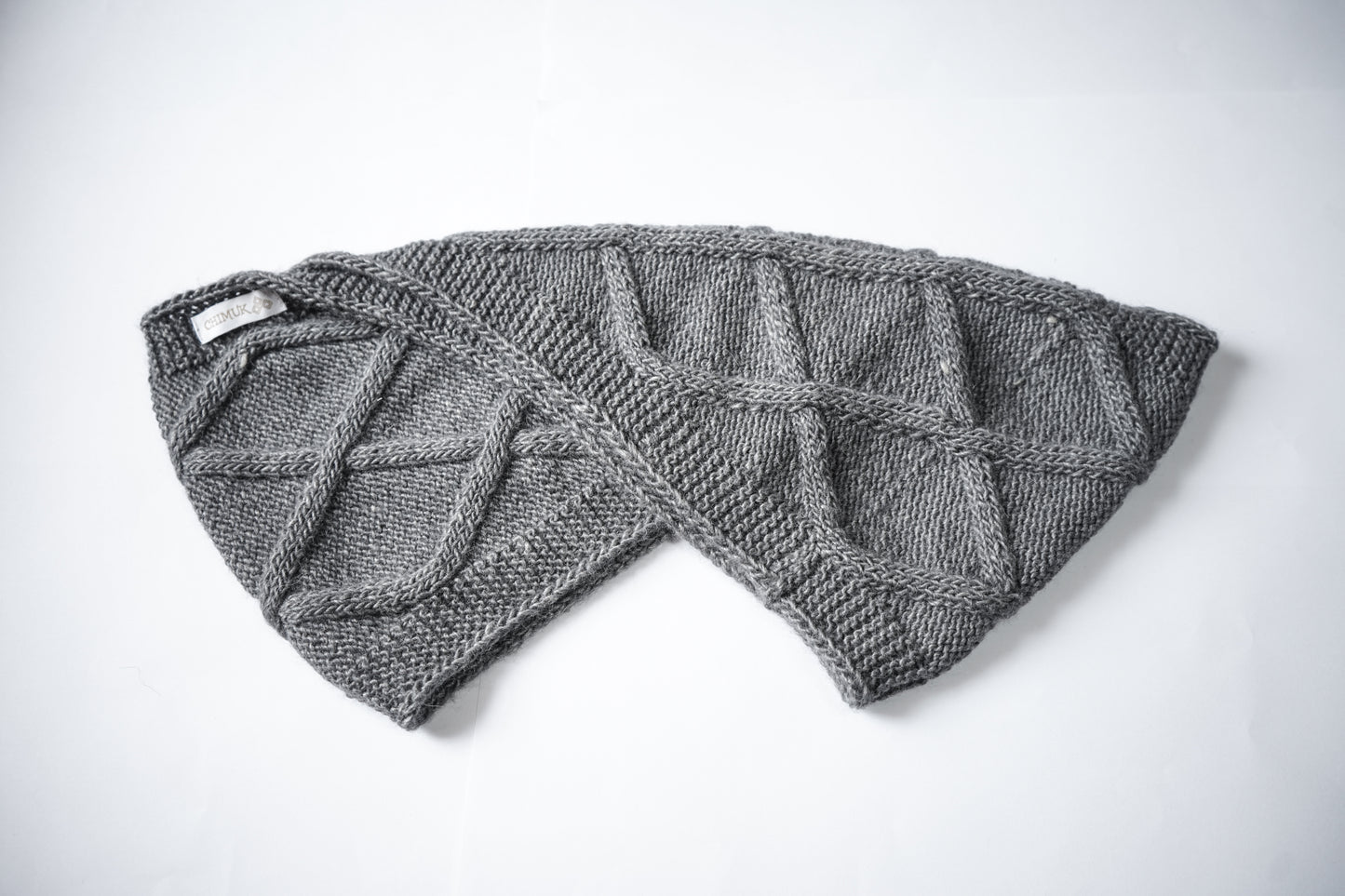 Alpaca Mist Check Scarf - gray