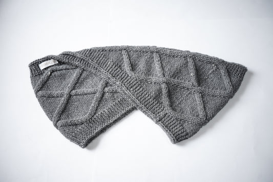 Alpaca Mist Check Schal - grau