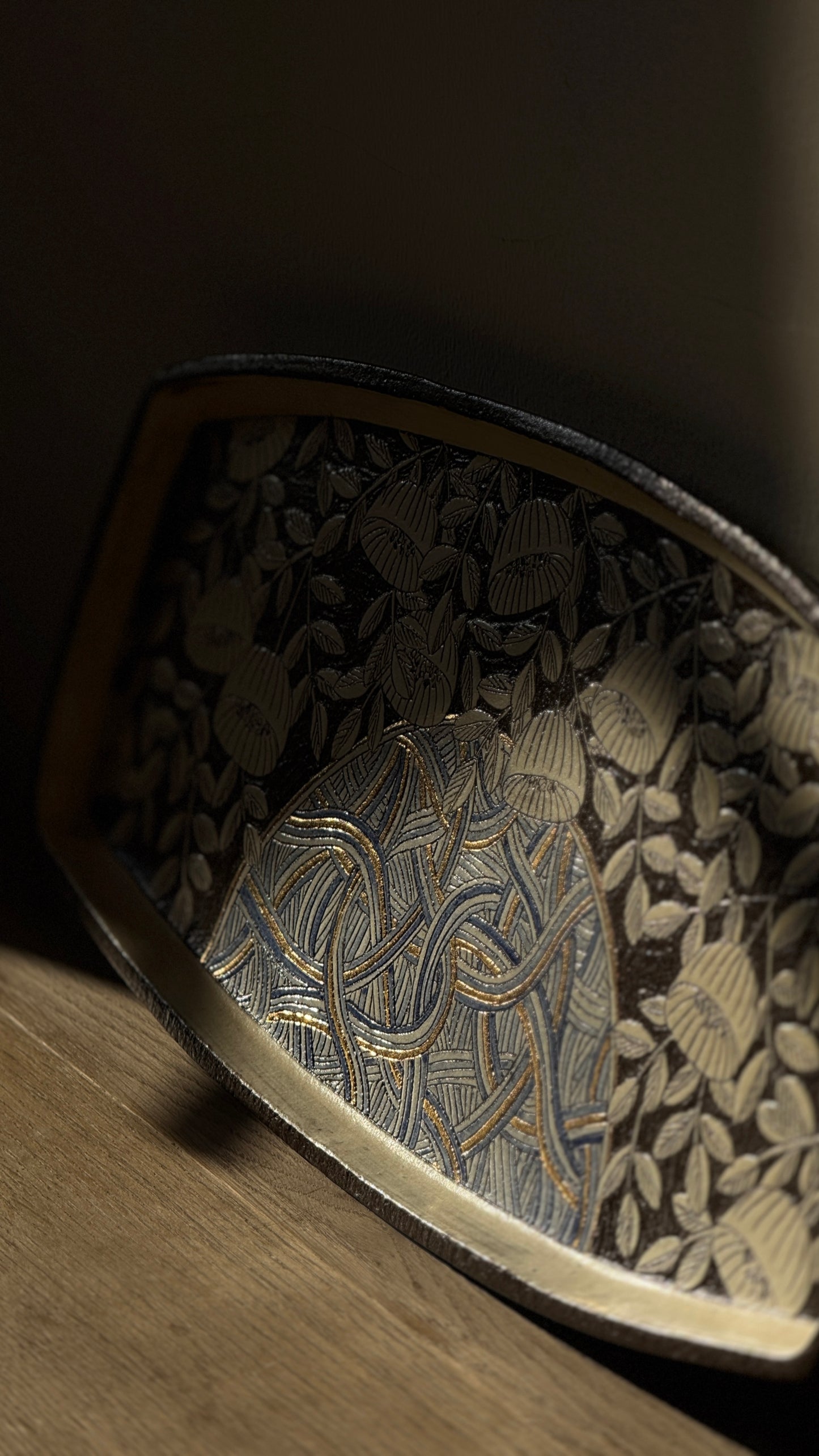 “Good Things Come in Lotus” – Blue & Gold Decorative Plate
