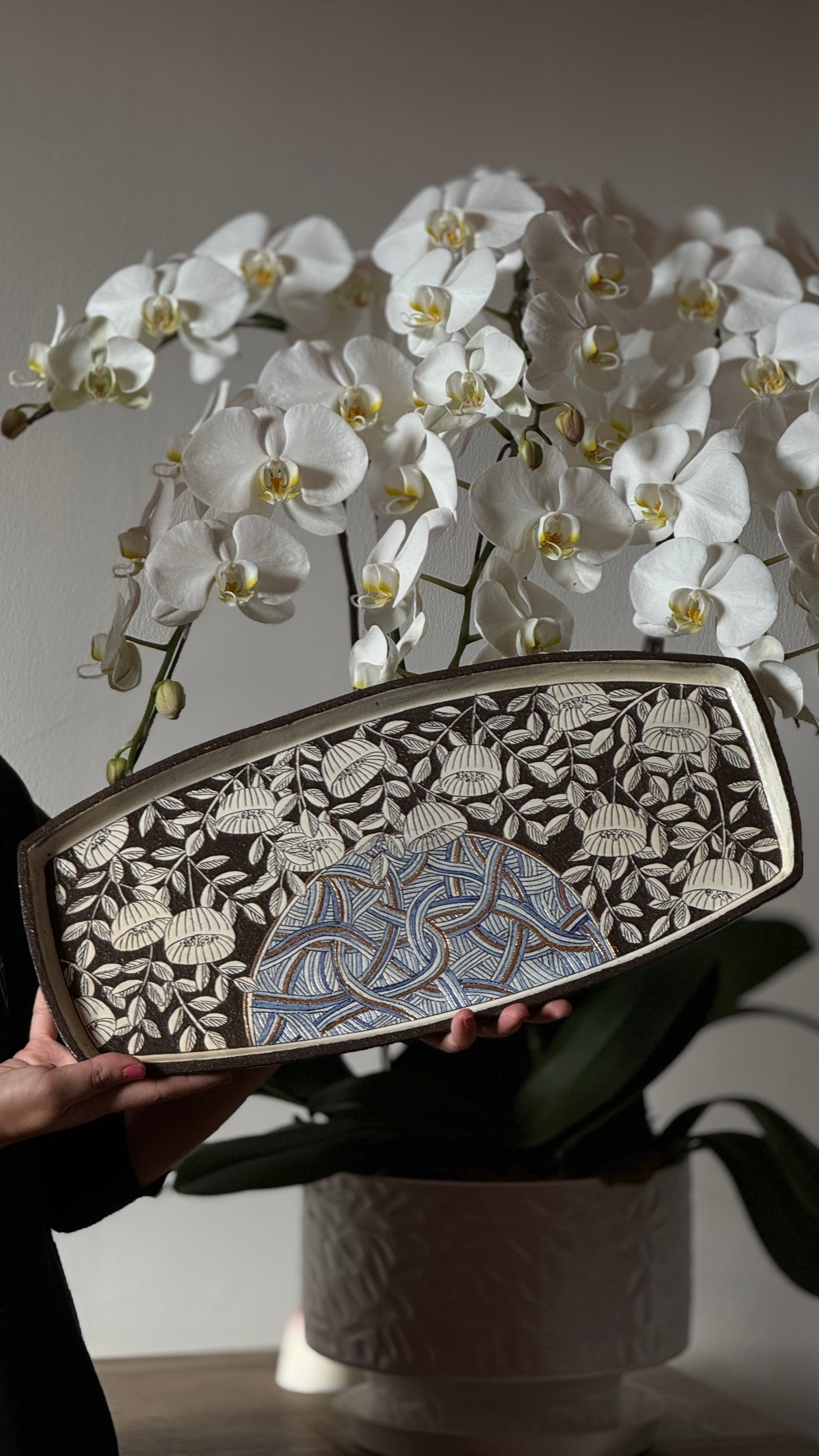 “Good Things Come in Lotus” – Blue & Gold Decorative Plate