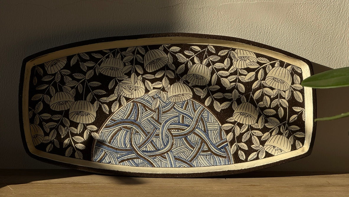 “Good Things Come in Lotus” – Blue & Gold Decorative Plate