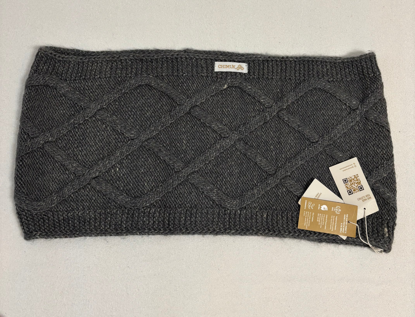 Alpaca Mist Check Scarf - gray