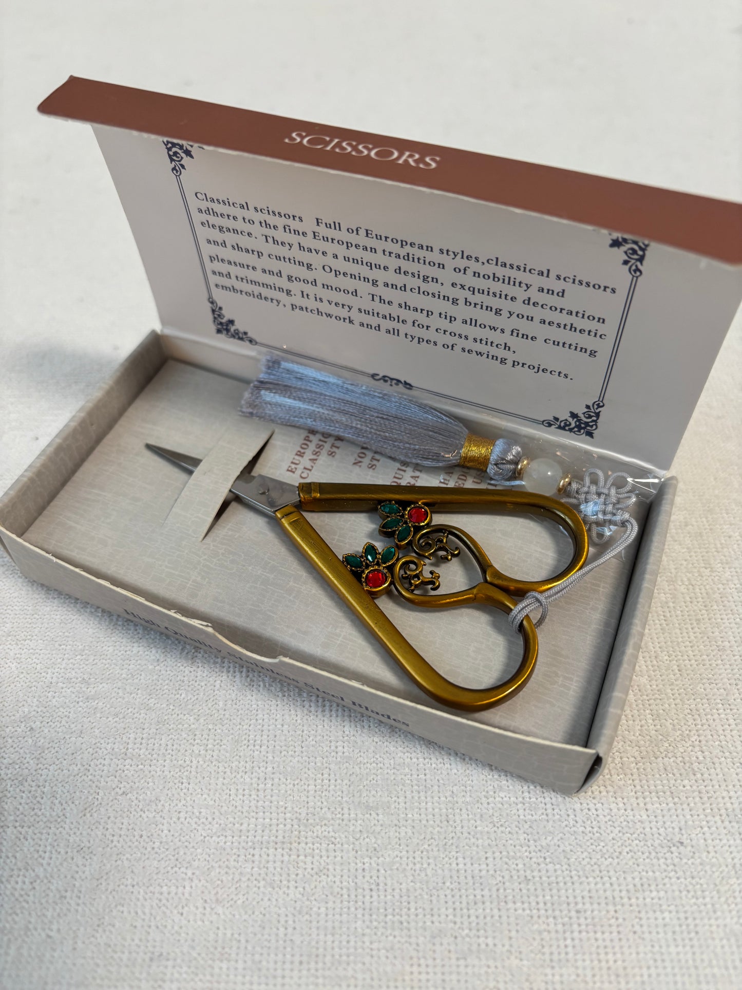 Vintage-Style Stainless Steel Scissors – Antique Gold Finish