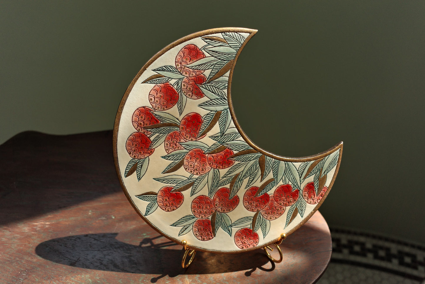 "Litchi Radiance" Crescent Decorative Plate