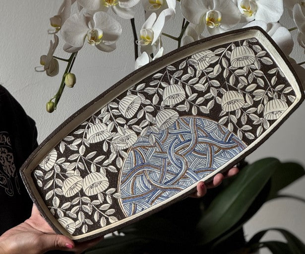 “Good Things Come in Lotus” – Blue & Gold Decorative Plate