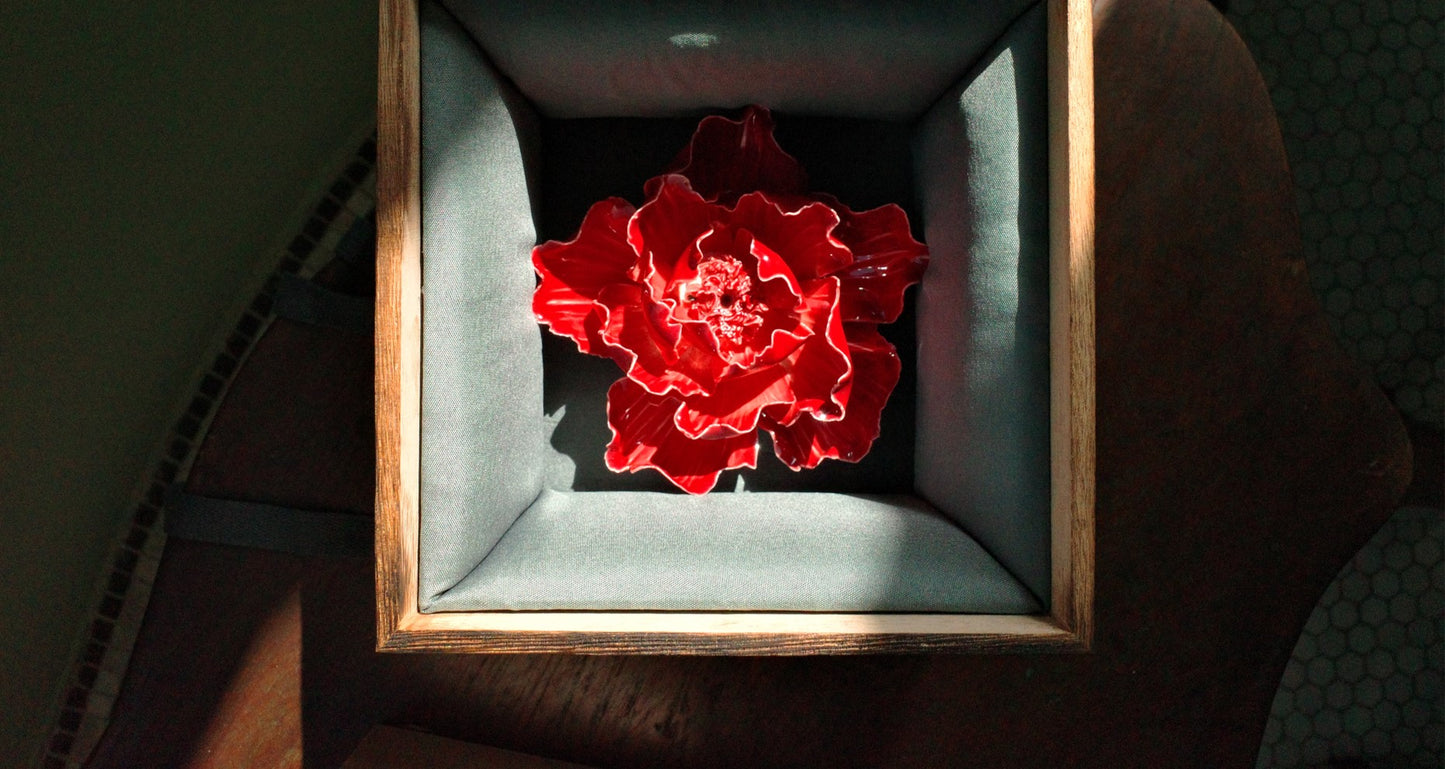 "Blooming Prosperity" Hand-Pinched Peony Porcelain Flower Set