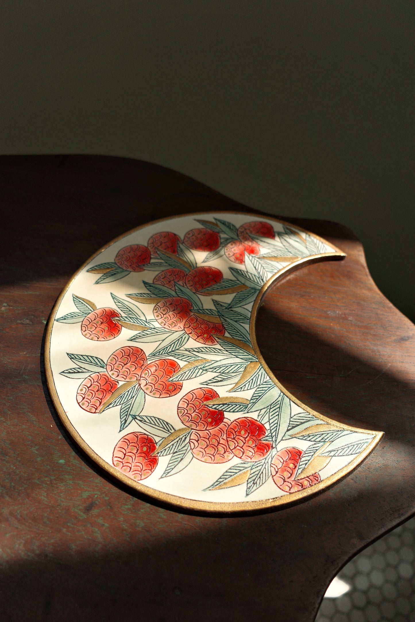 "Litchi Radiance" Crescent Decorative Plate