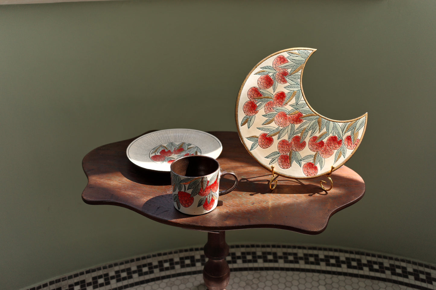 "Litchi Radiance" Crescent Decorative Plate