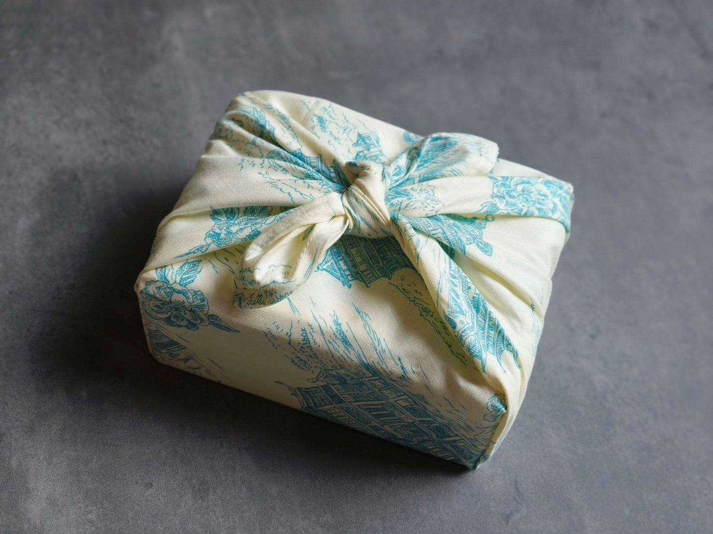 Furoshiki napkin with Asian architectural motifs