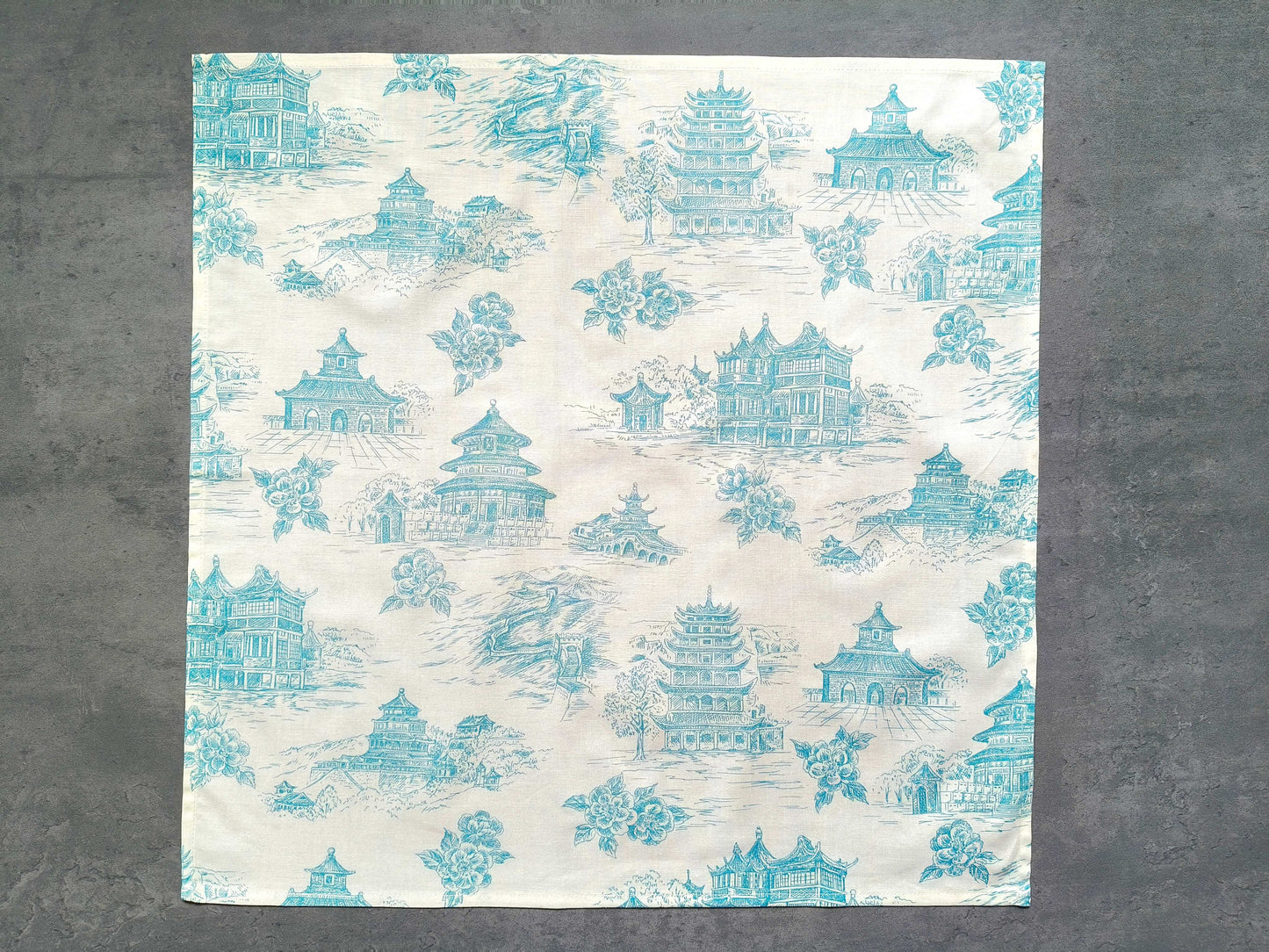 Furoshiki napkin with Asian architectural motifs