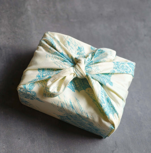 Furoshiki napkin with Asian architectural motifs