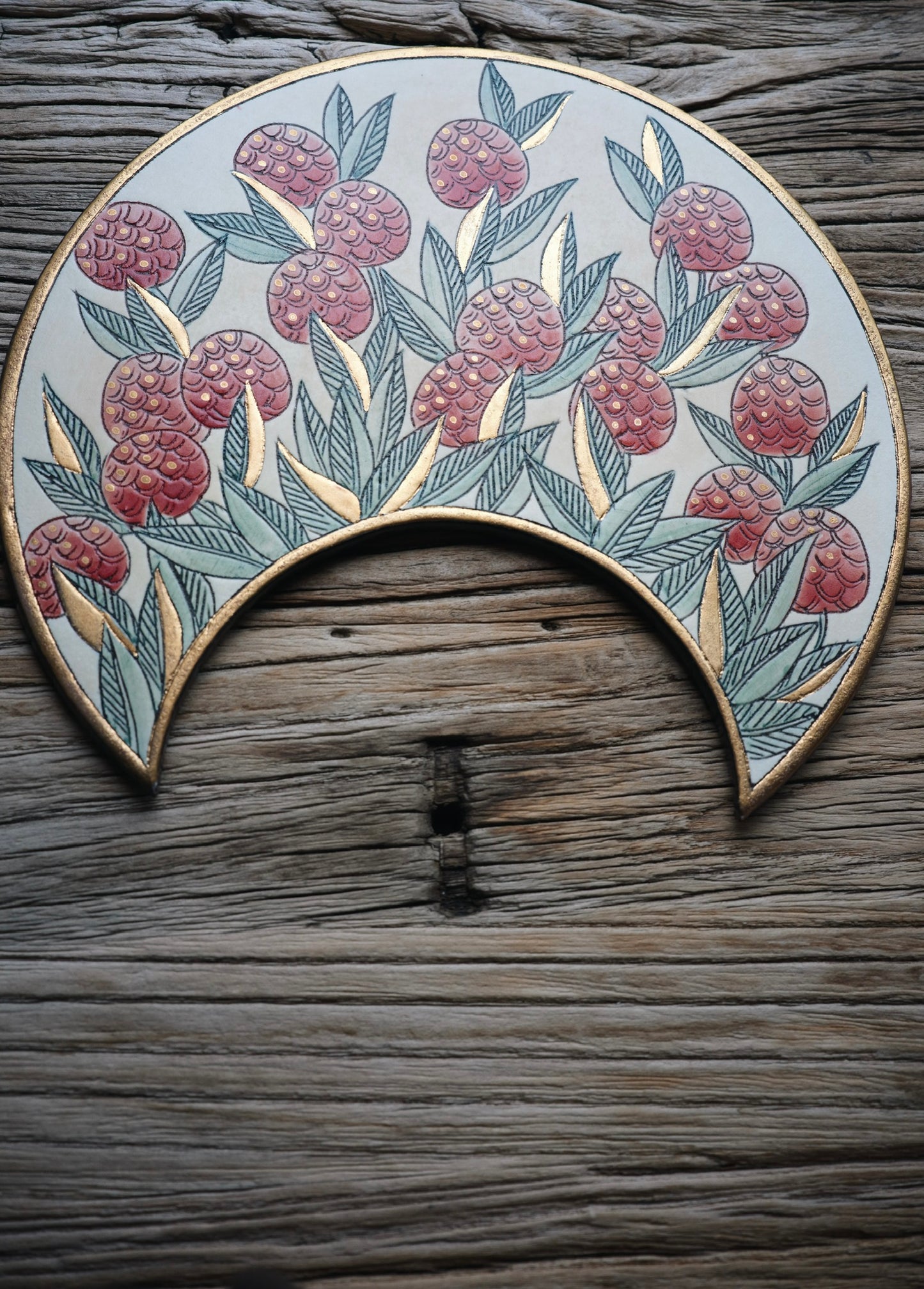 "Litchi Radiance" Crescent Decorative Plate